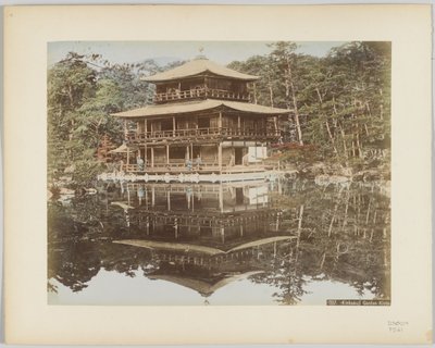 Kinkakuji Bahçesi, Kyoto, Japonya (el boyaması s/b fotoğraf) by Japanese Photographer