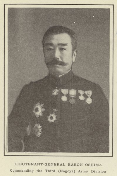 Korgeneral Baron Oshima, Üçüncü (Nagoya) Ordu Tümeni Komutanı by Japanese Photographer