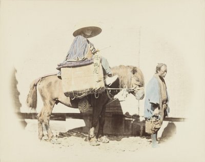 Atlı adam (el boyaması s/b fotoğraf) by Japanese Photographer