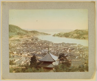 Onomichi Kasabası, Japonya (el boyaması s/b fotoğraf) by Japanese Photographer