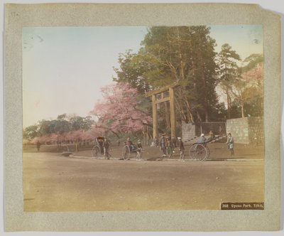 Uyeno Park, Tokyo, Japonya (el boyaması s/b fotoğraf) by Japanese Photographer