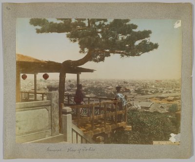 Tokyo'nun Atago Tepesi'nden görünümü, Japonya (el boyaması s/b fotoğraf) by Japanese Photographer