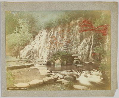 Şelale, Yumoto, Kanagawa Eyaleti, Japonya (el boyaması s/b fotoğraf) by Japanese Photographer
