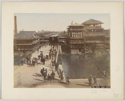 Yebisu Bashi, Osaka, Japonya, 1890 dolayları (el boyaması s/b fotoğraf) by Japanese Photographer