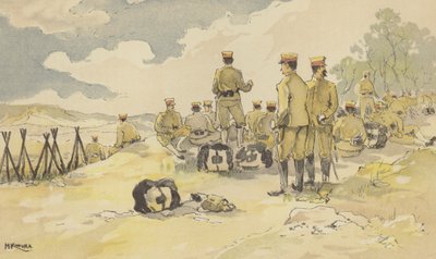 İmparatorluk Muhafızlarının bir Taburu, Liao-yang'a (chromolithho) giderken duruyor by Japanese School