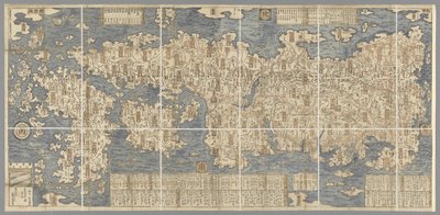 Ishigawa Nagara tarafından çizilmiş büyük bir renkli Japonya haritası by Japanese School