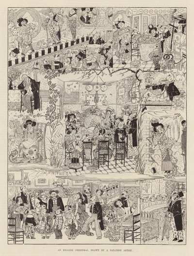 Japon bir sanatçı tarafından çizilmiş bir İngiliz Noeli (gravür) by Japanese School