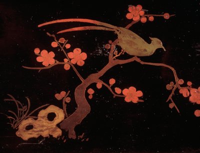 Kuş ve çiçek motifleri, Ahşap ve lake ranza kutusu by Japanese School