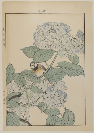 Ortancalı kuş, Meiji dönemi, c.1868-1912 (renkli tahta baskı) by Japanese School