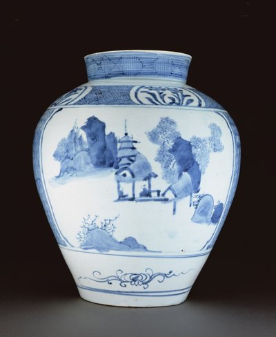 Mavi ve beyaz vazo (porselen) by Japanese School