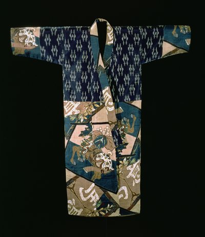 Boys nagajuban kimono altında, caparisoned atların tasarımı, Showa dönemi, 1950 öncesi (batik ve şablon baskılı süslemeli dokuma ipek) by Japanese School