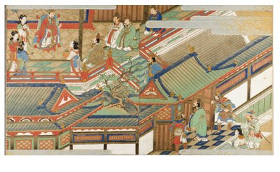 Yamato-e tarzında Çin mahkemesi sahnesi by Japanese School
