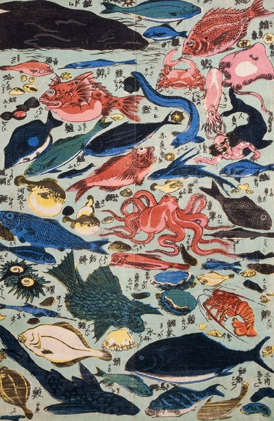 Taze balık, yumuşakçalar ve kabuklular by Japanese School