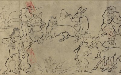 Yüzen hayvanlar (Choju Giga) Muromachi Dönemi (kağıt üzerine mürekkep) by Japanese School