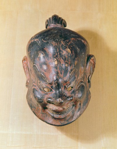 Gigaku maskesi, Nara Dönemi (645-794) (çok renkli ahşap) by Japanese School