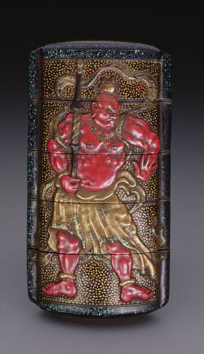 Nio ile süslenmiş Inro, Edo dönemi (1615-1868) Japonca (lake) by Japanese School