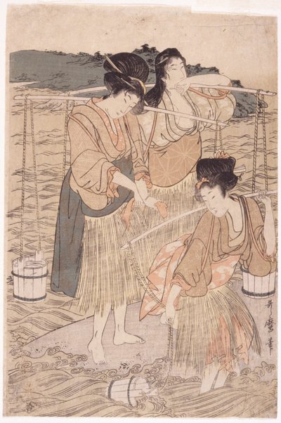 Japon Kadınları (renkli ahşap blok) by Japanese School