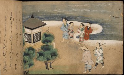 Bir pagodanın yanındaki Japon erkekleri, 