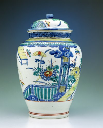 Kakiemon emayelerle süslenmiş kavanoz ve kapak, c.1680 (porselen) by Japanese School