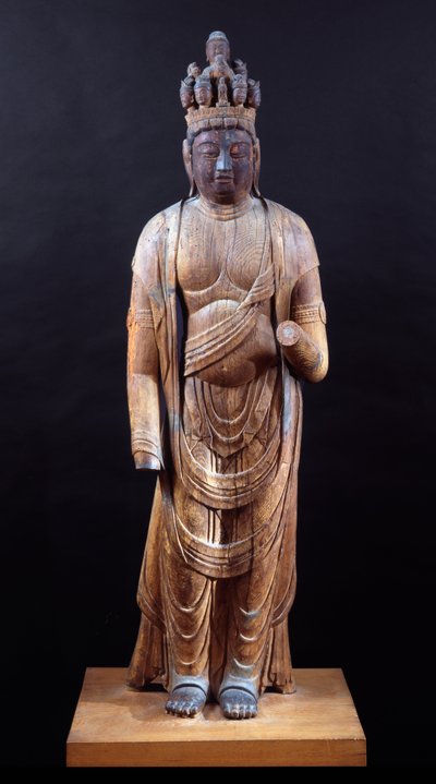 Juichimen Kannon (Onbir başlı Kannon), Heian dönemi, 10. yüzyılın başları (çok renkli izleri olan masif ahşap yapı) by Japanese School