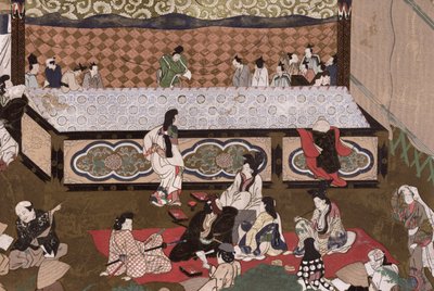 Kyoto'daki bir fuarda Kabuki tiyatrosu, 'Kokka'dan 17. resimden sonraki illüstrasyon, Kasım 1924 (renkli lito) by Japanese School