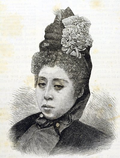 Meiji dönemi. Japonya Prensesi Komatsu. 1887 çizimi (Gravür) by Japanese School