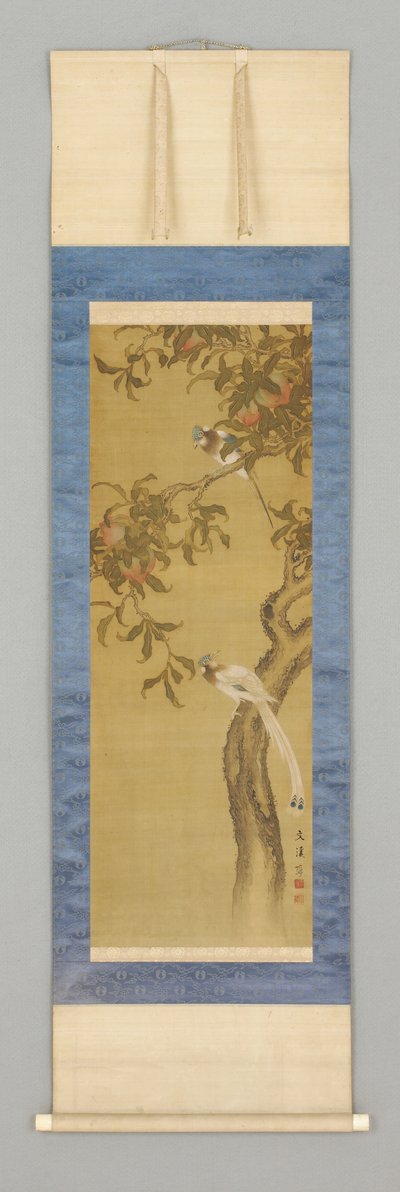 Şeftali ve kuşlar, 19. yüzyılın başlarında by Japanese School