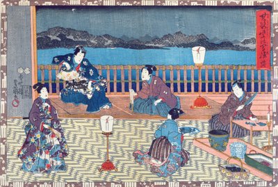 Balık hazırlama (renkli gravür) by Japanese School