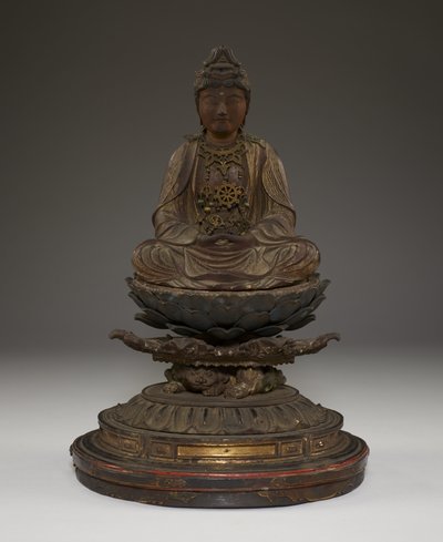 Oturan Miroku Bosatsu (kristal, metal ve altın varaklı polikrom ahşap) by Japanese School