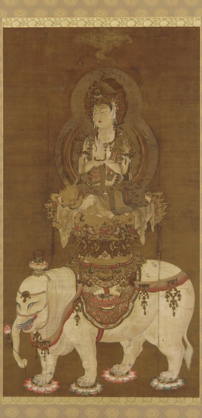 Bodhisattva - Fugen (Fugen Bosatsu) Heian Dönemi (ipek üzerine mürekkep, altın ve gümüş) by Japanese School