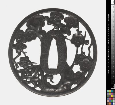 Tsuba: Çiçekli Kiraz Dalı, erken 18. yüzyıl (Demir) by Japanese School