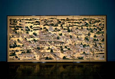 Kyoto ve Çevresindeki Görünümler, Edo dönemi, c.1616-24 (kağıt üzerine mürekkep, renk ve altın varak) by Japanese School
