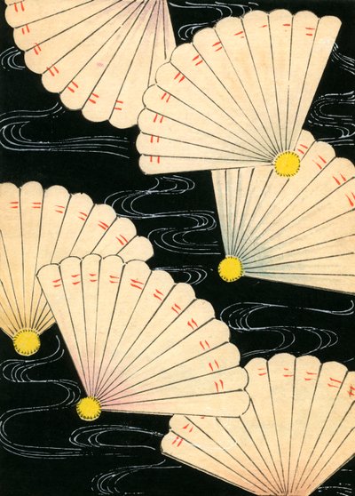 Siyah Zemin Üzerine Beyaz Hayranlar by Japanese School