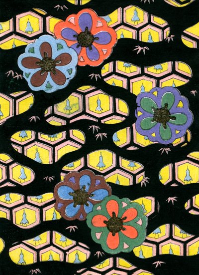 Petek Desenli Tahta Baskı by Japanese School