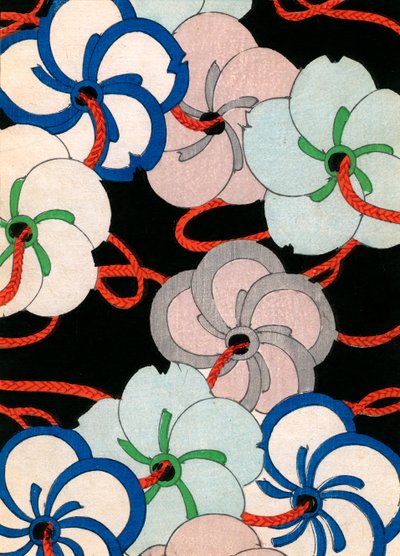 Camellia Ornaments renkli tahta baskı by Japanese School