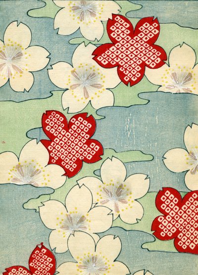 Dogwood Blossoms renkli tahta baskı by Japanese School