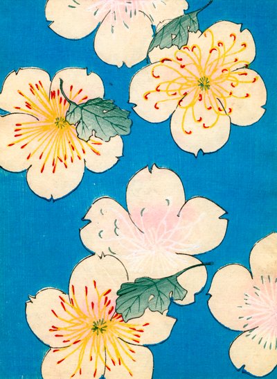Dogwood Blossoms renkli tahta baskı by Japanese School