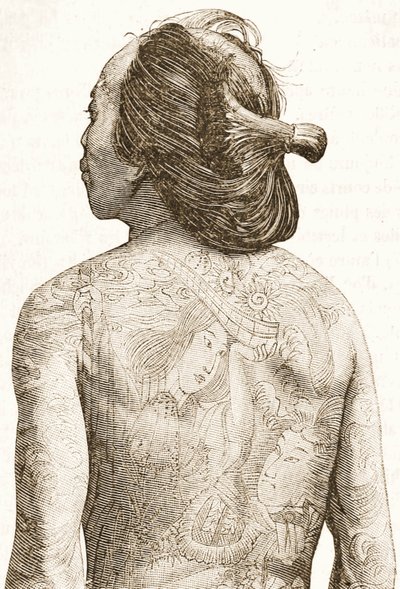 geleneksel Japon Irezumi dövmeli adam, 1880 dolayları by Japanese School