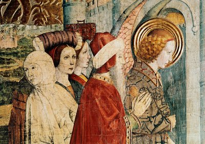 Saint Bernardin ve Koruyucu Meleğin sunağı, Loth'un uçuşunun detayı by Jaume Huguet