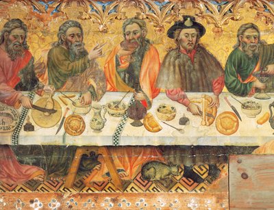Kutsal Akşam Yemeği, bir grup havarinin detayı by Jaume the elder Ferrer