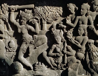 Hindu tapınağından kabartma by Javanese School