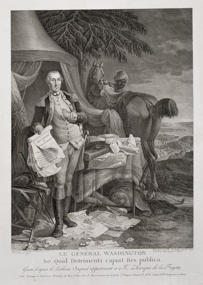 General Washington, Lest the Republic herhangi bir hasar almamalı, Noël Le Mire (1724-1801), c. 1785 (gravür) by Jean Baptiste (after) Le Paon