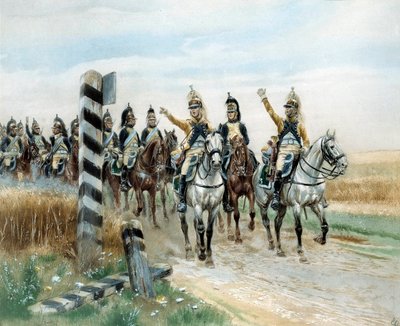 Sınır direği, 23. Dragon Suluboya, Edouard Detaille (1848-1912). 19. yüzyıl. Paris, Musee de l'Armee by Jean Baptiste Edouard Detaille