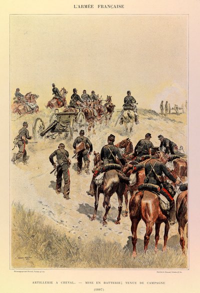 Types and uniforms of the French Armee of Captain Jules Richard, illustrated by Edouard Detaille (1848-1912): Artillery on horseback; Batteries; Field dress in 1887, Private collection by Jean Baptiste Edouard Detaille