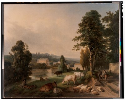 İneklerle Manzara by Jean Baptiste Huet