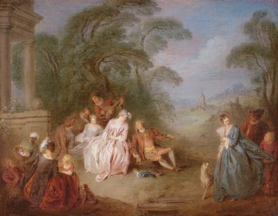 Bir Parkta Buluşma (tuval üzerine yağlı boya) by Jean Baptiste Joseph Pater