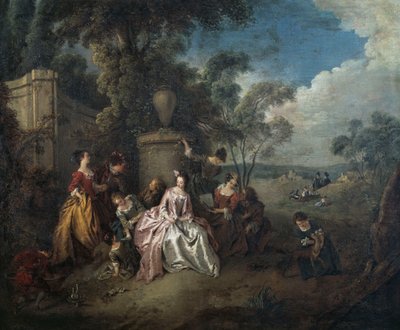Parkta buluşma, Jean-Baptiste Pater (1695-1736), tuval üzerine yağlı boya by Jean Baptiste Joseph Pater