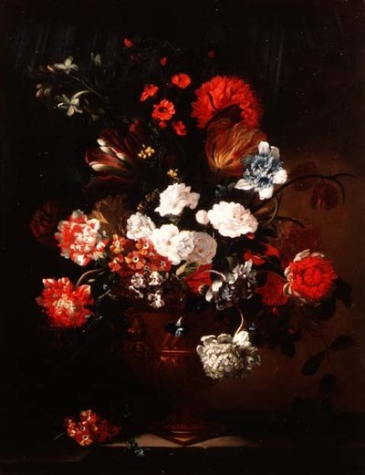 Karanfil, Lale, Şakayık ve Diğer Çiçeklerden Natürmort by Jean Baptiste Monnoyer