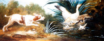 Ördekleri Kovalayan Köpekli Bir Manzara (tuval üzerine yağlı boya) by Jean Baptiste Oudry