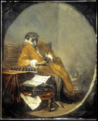 Maymun - J.B. Chardin tarafından by Jean Baptiste Simeon Chardin